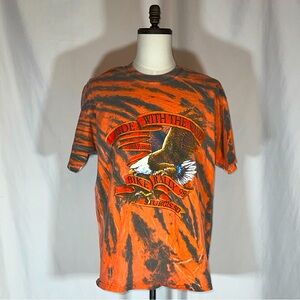 Sturgis Shirt Black Hills 1998 Tie Dye Orange Black Eagle Motorcycle Biker XL